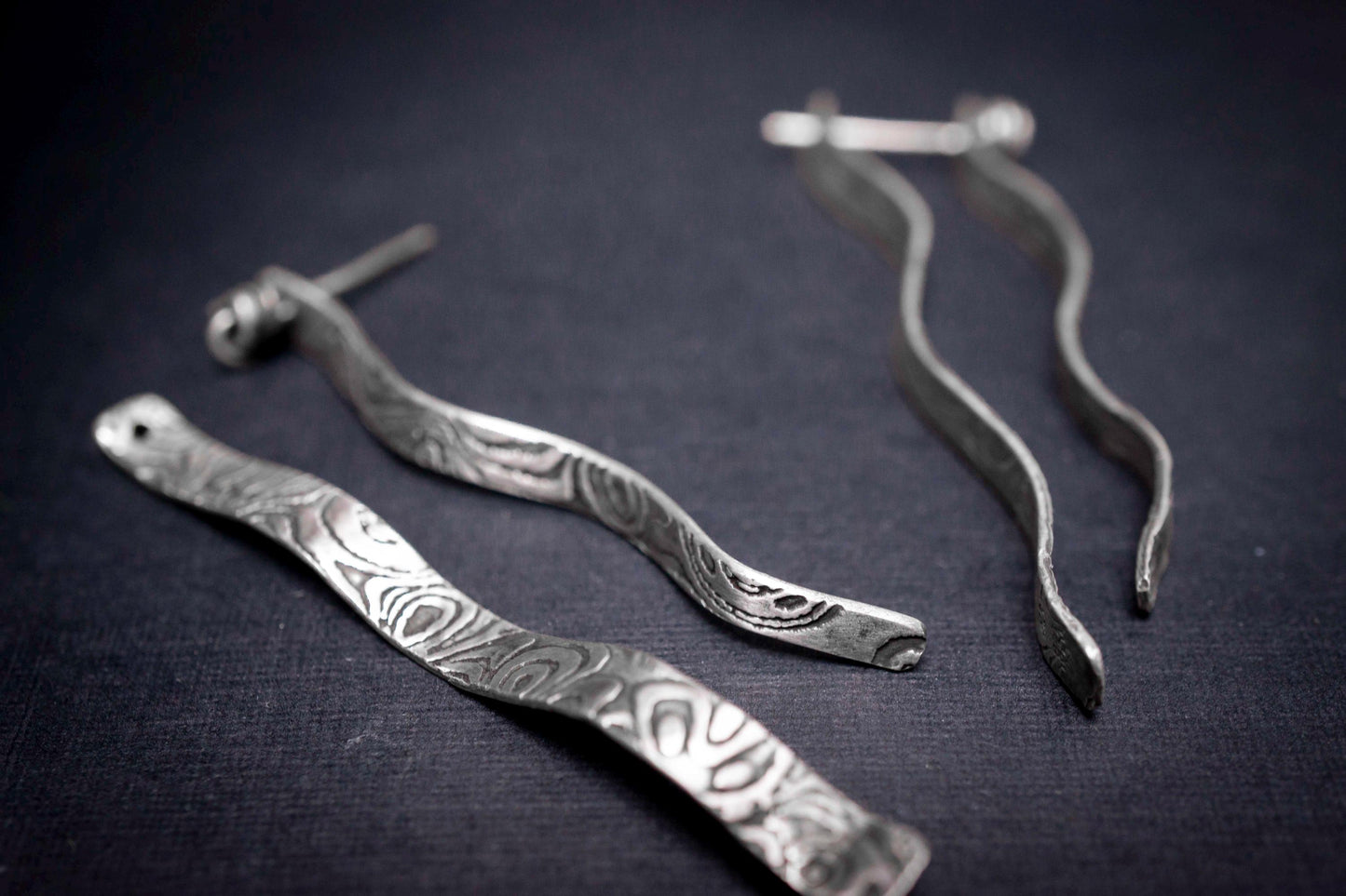Oxidized Sterling Silver Bar Earrings: Handmade Silver Post Earrings