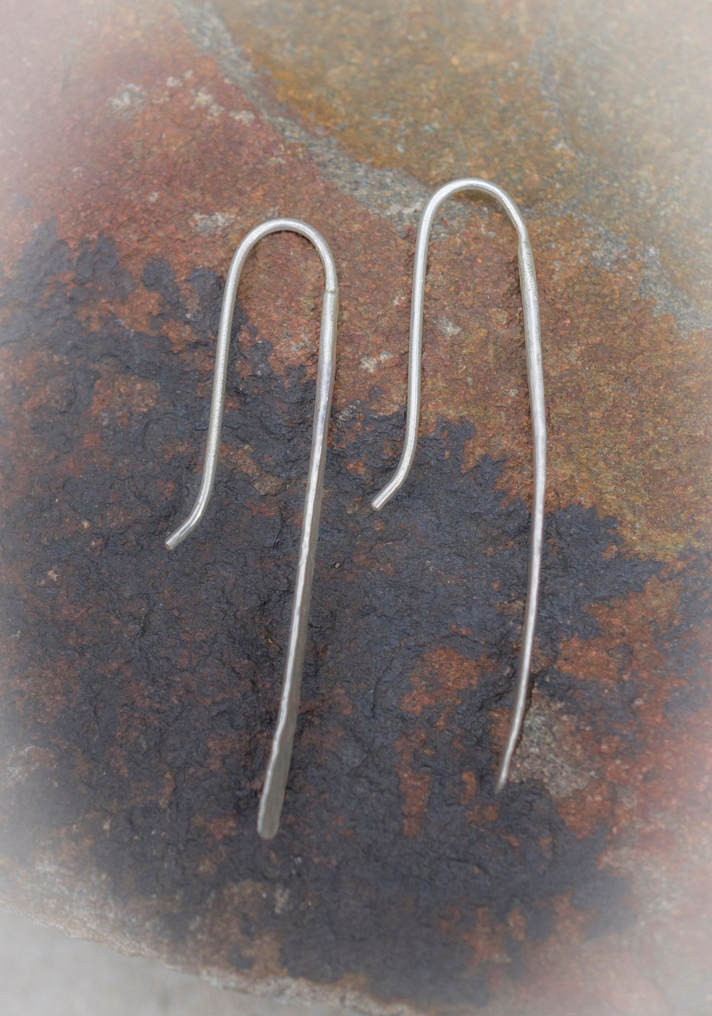 Handmade Silver Threader Earrings: Minimalist Bar Drop
