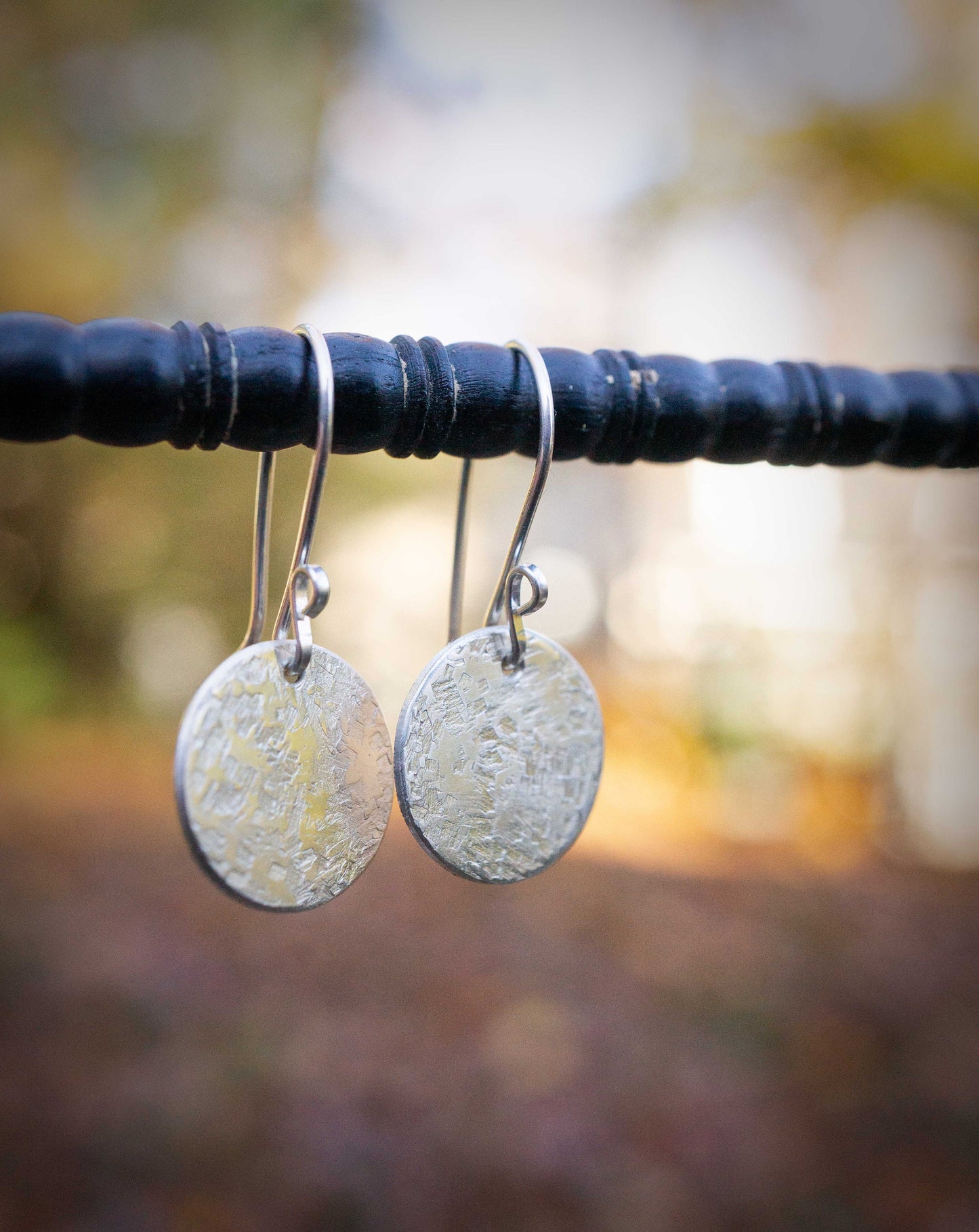 Handmade Hammered Sterling Silver Disc Earrings