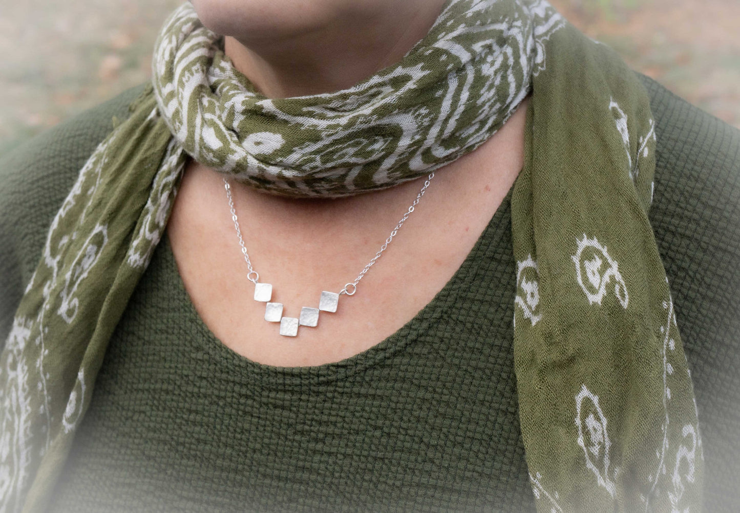 Geometric Sterling Silver Square Necklace: Minimalist Jewelry Gift