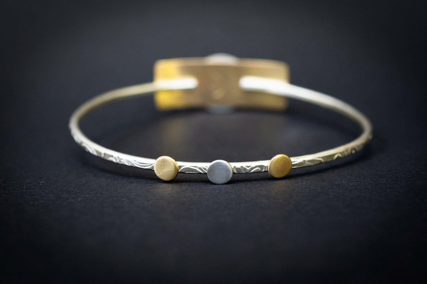 Handmade Sterling Silver Stacking Bangle, Gold Jeweler's Brass, Mixed Metal