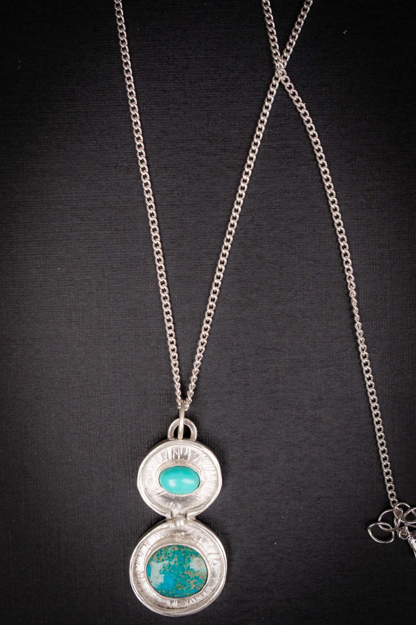 Blue Turquoise Pendant, Sterling Silver and Handmade