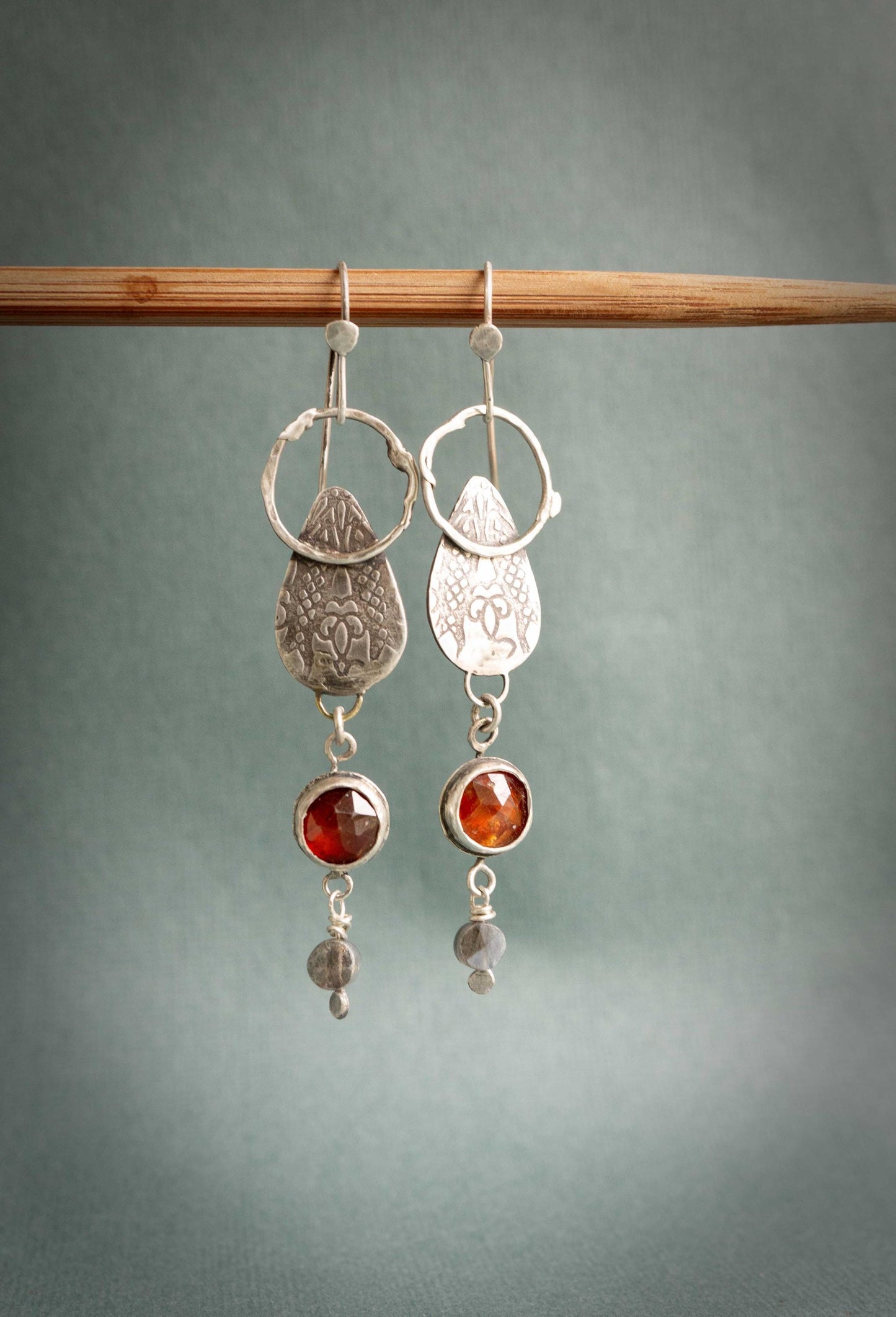 Orange Gemstone Earrings | Handmade Sterling Silver Kyanite Earrings