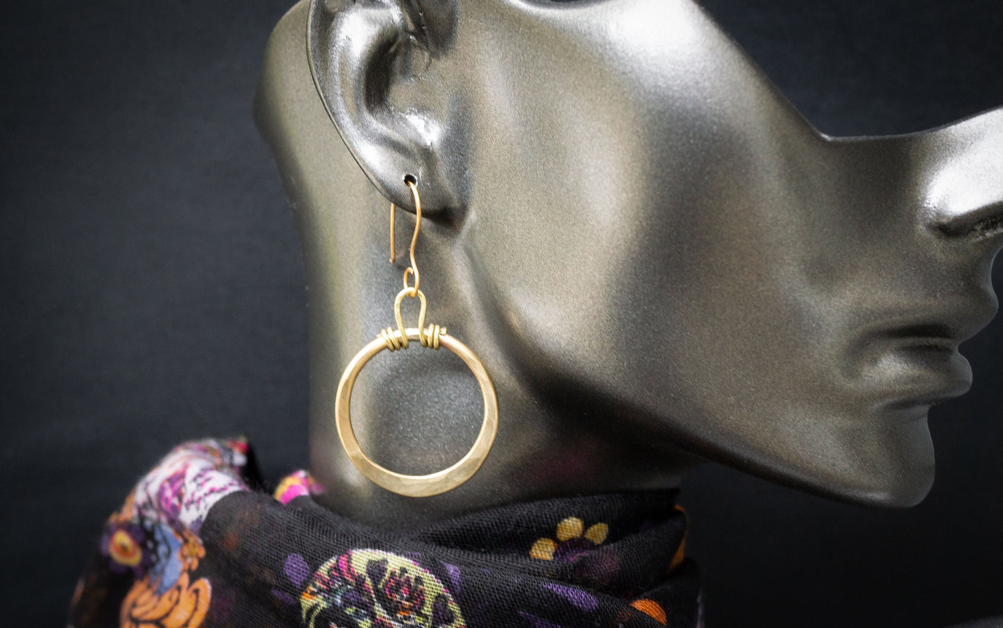 Hammered Brass Hoop Earrings: Handmade everyday gold earrings