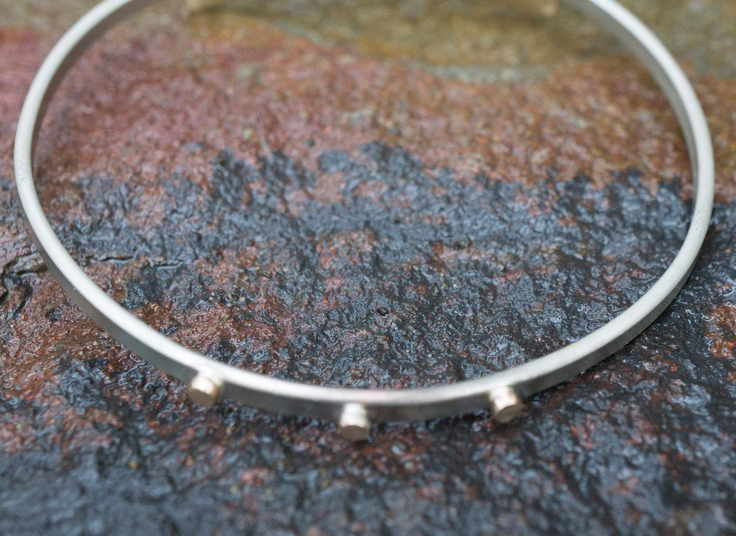 Mixed Metal Stacking Bangle: Hand-Textured Brass & Silver Bracelet