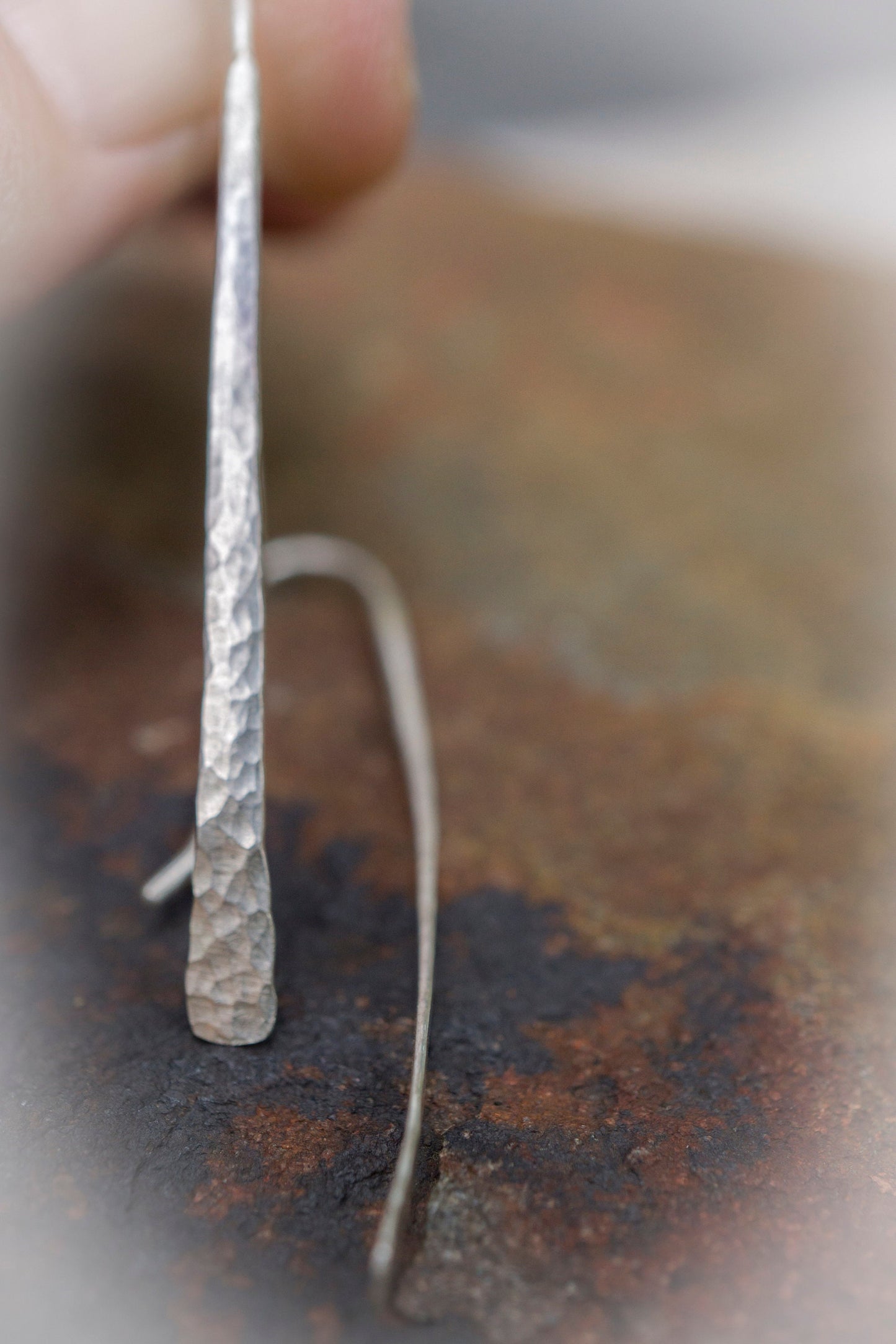 Handmade Silver Threader Earrings: Minimalist Bar Drop