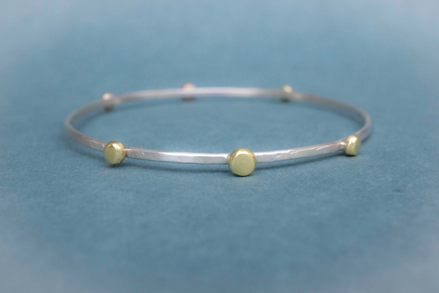 Sterling Silver Bangle Bracelet: Gold Brass Dot Stacking Bangle