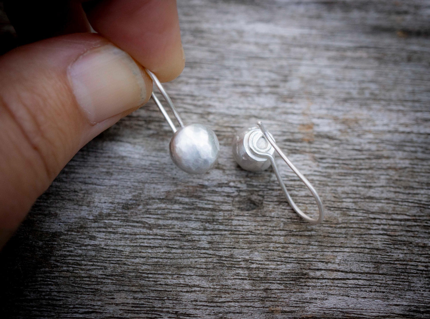 Brushed Sterling Silver Ball Earrings, Investment Silver