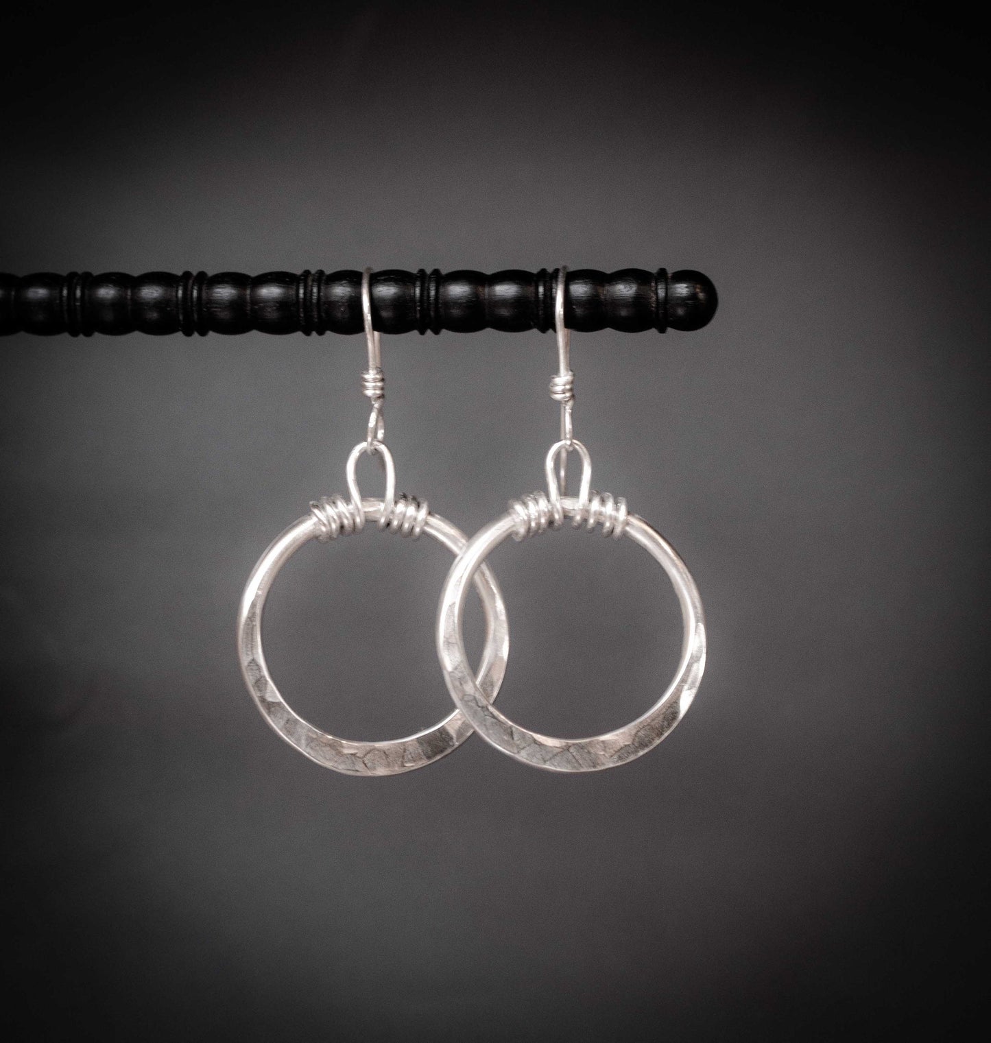 Hammered Sterling Silver Hoop Earrings: Wire Wrapped, Everyday Silver Earrings