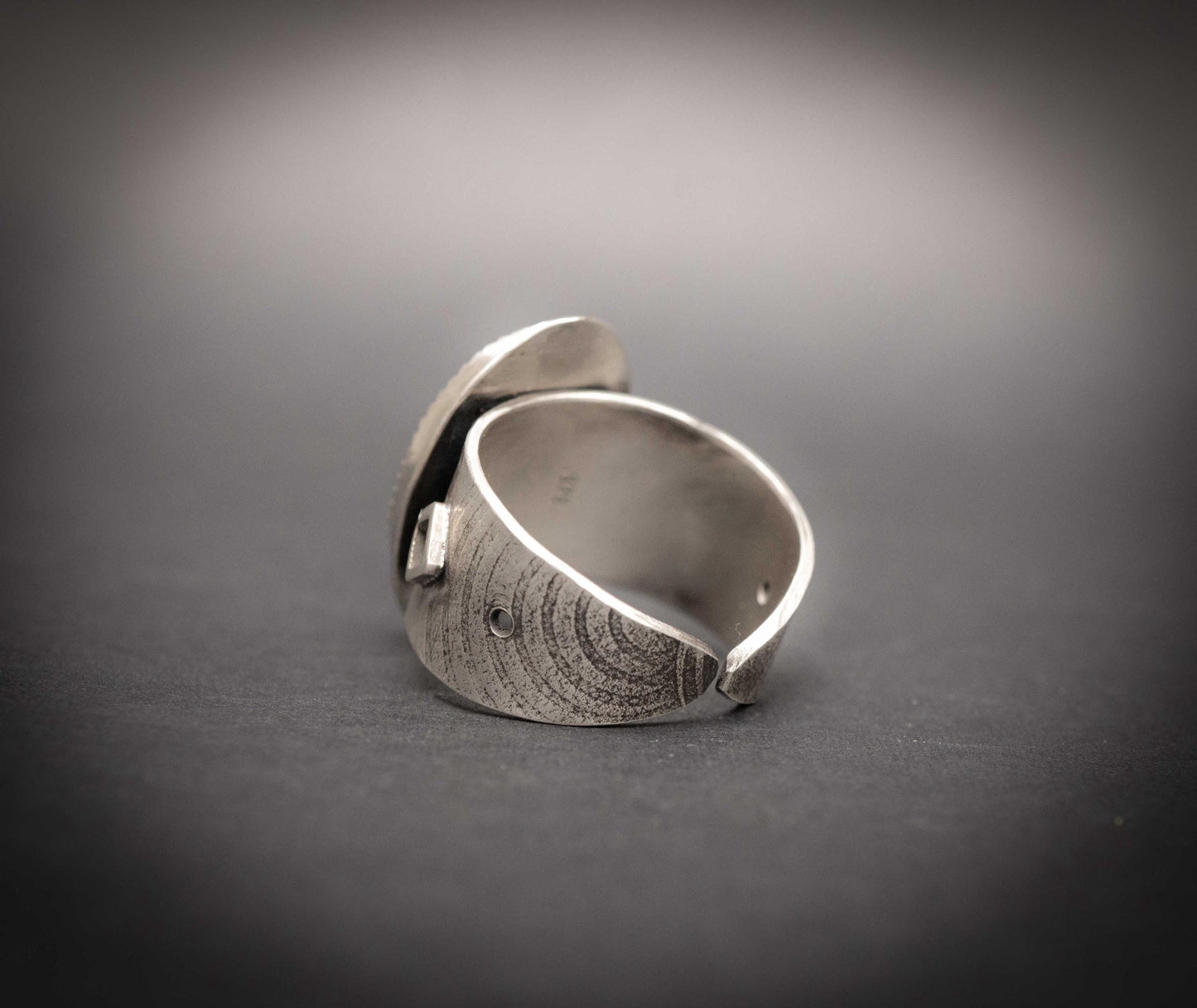 Blue Turquoise Ring, Sterling Silver handmade, adjustable silver band