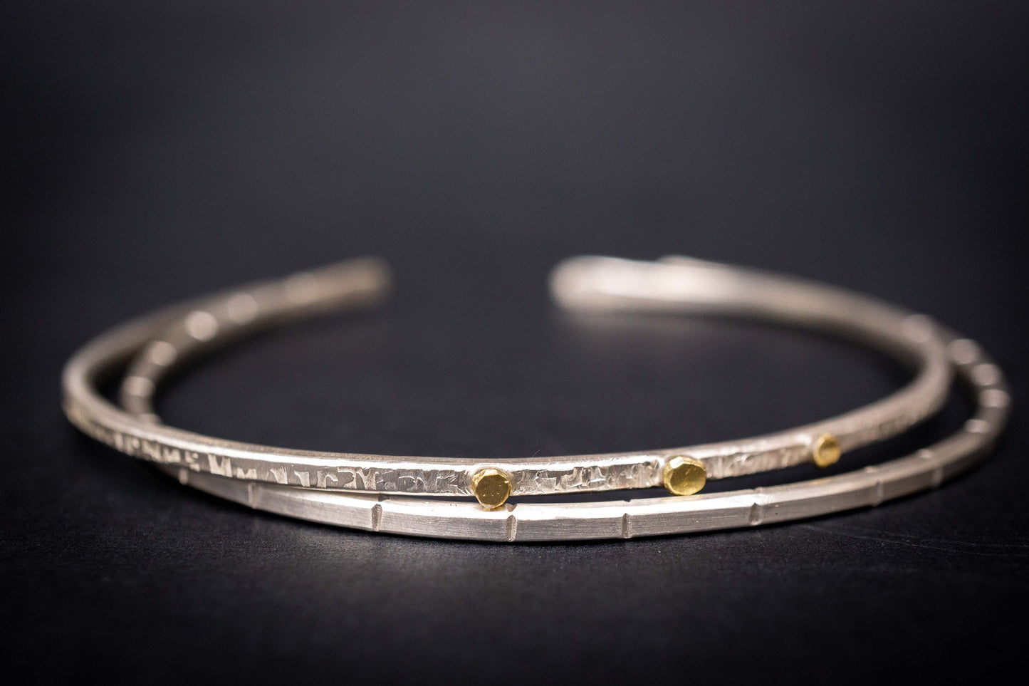 Thin Silver Cuff Bracelets, set of two, Minimalist Cuff Bracelet
