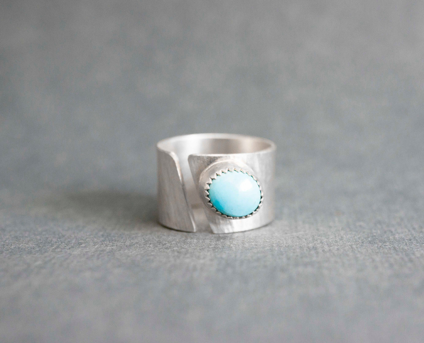 Adjustable Turquoise Ring, Handmade, all sterling silver