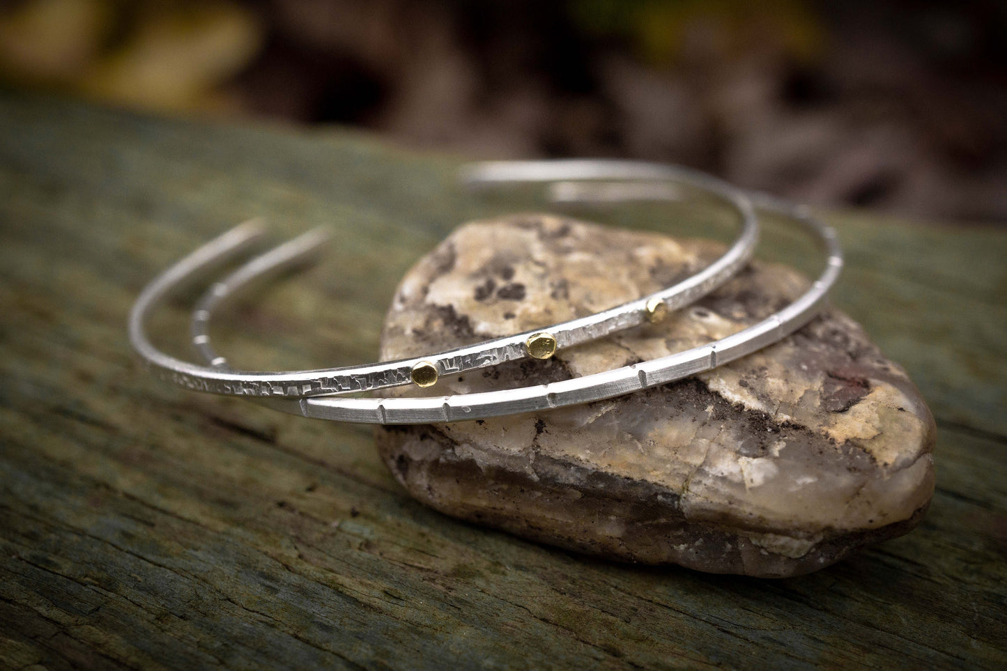Thin Silver Cuff Bracelets, set of two, Minimalist Cuff Bracelet