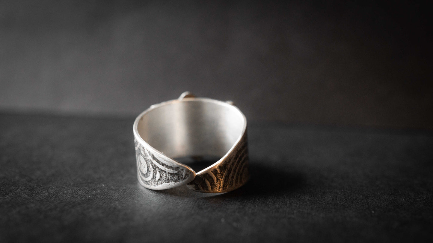Pyrite Ring: Sterling Silver Gothic Band, Androgynous Jewelry