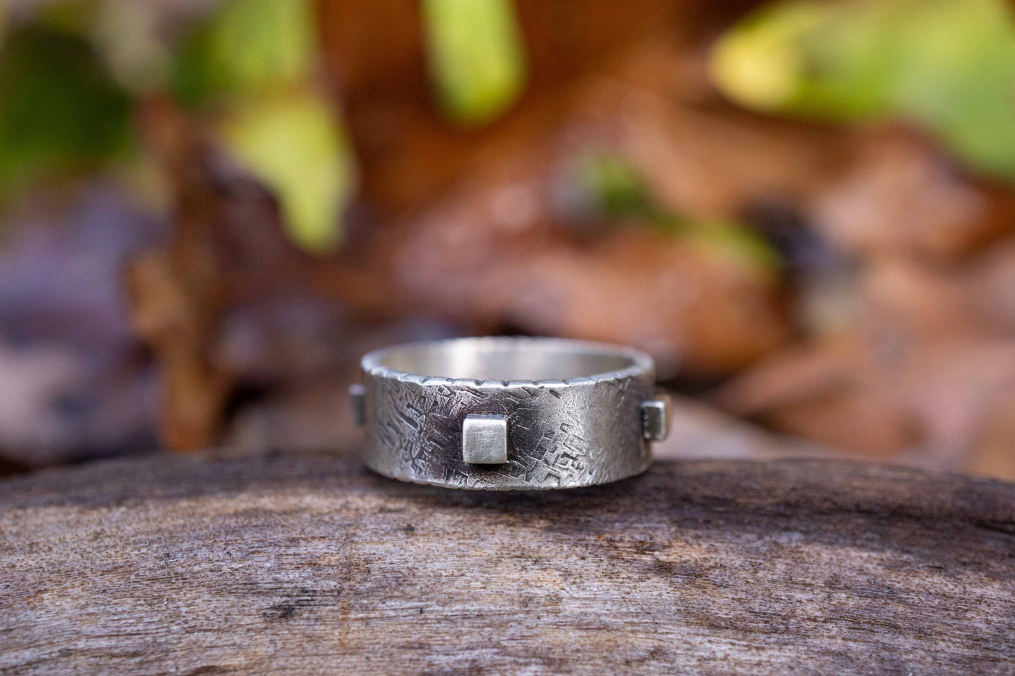 Handmade Oxidized Sterling Silver Ring: Medieval Style Band