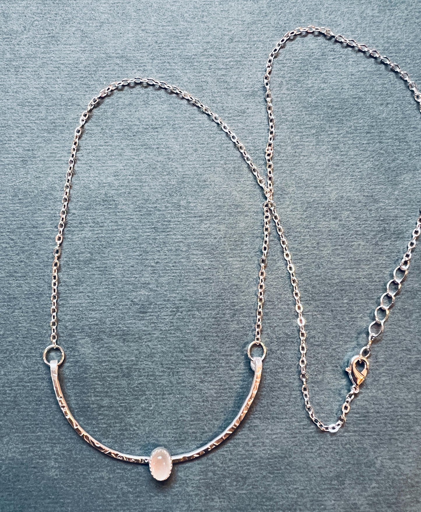 Handmade Sterling Silver Moonstone Bar Necklace, minimalist design