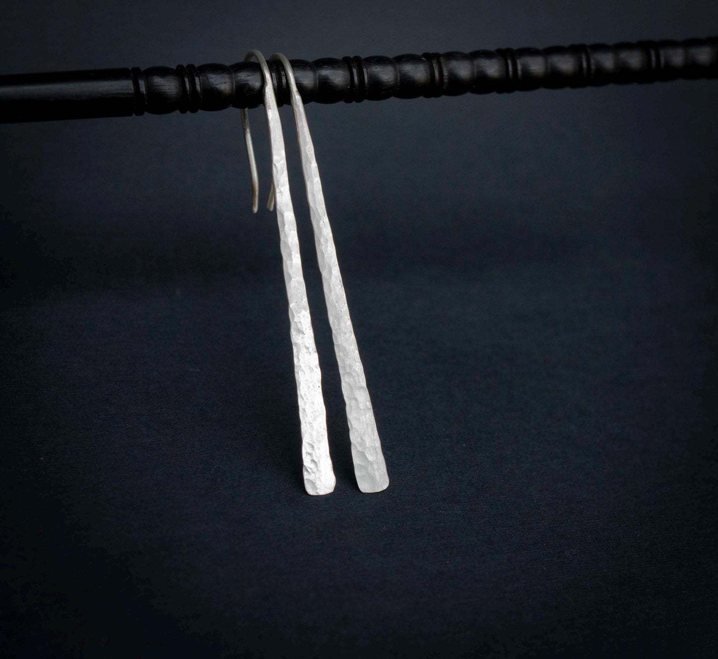 Handmade Silver Threader Earrings: Minimalist Bar Drop