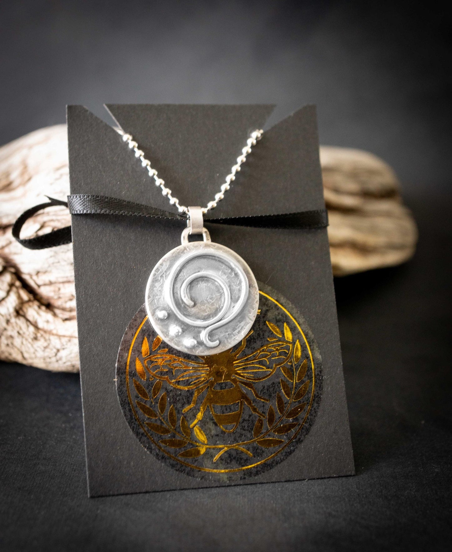 Gratitude Necklace, Sterling Silver , Silver Spiral Pendant