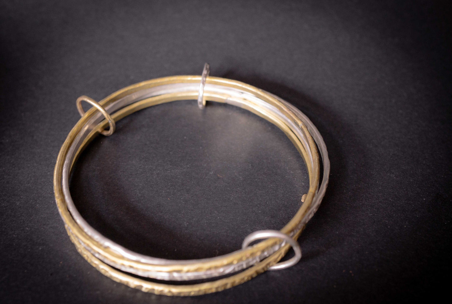 Bangle Bracelet Set, handcrafted Stacking Bangles, Silver and Gold