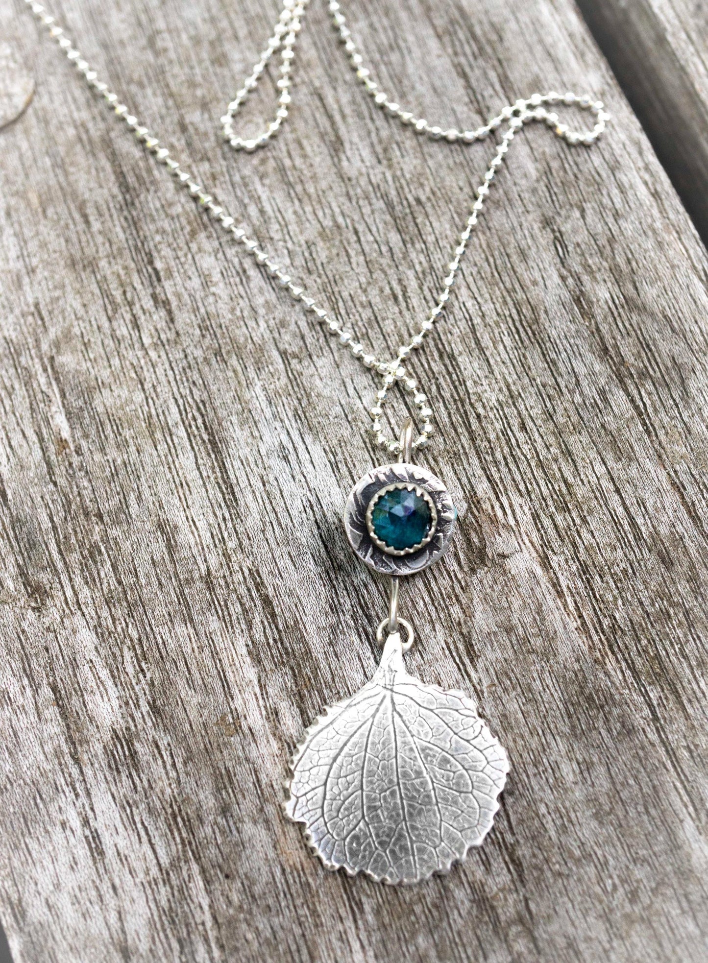 Blue Kyanite Necklace | Throat Chakra Necklace | Silver Leaf Pendant