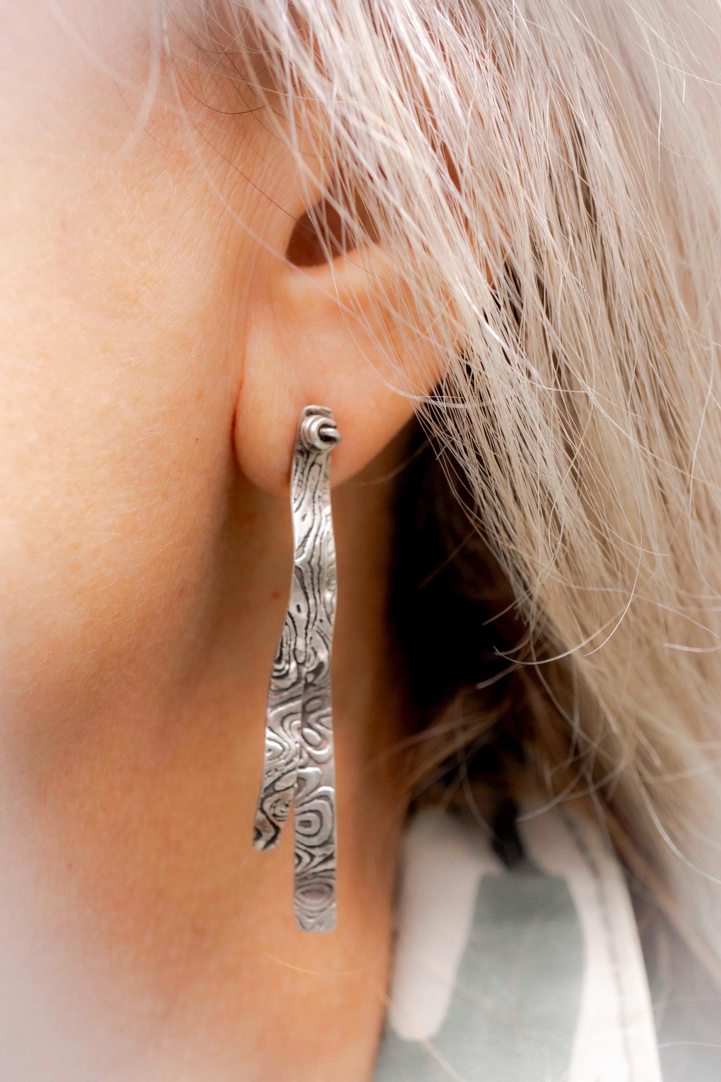 Oxidized Sterling Silver Bar Earrings: Handmade Silver Post Earrings