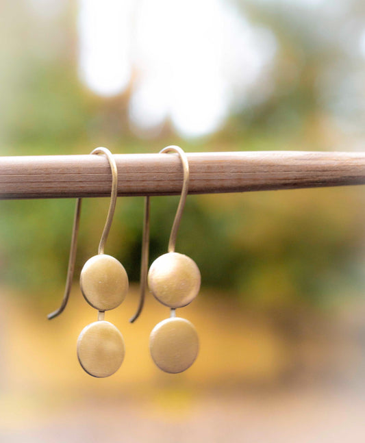 Simple Geometric Gold Earrings: Buttery Brass, Anti-Tarnish